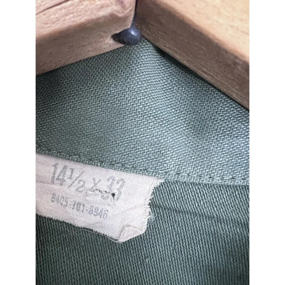 Vintage US Army OG-107 Cotton Sateen Utility Shirt Jacket Green XS 14.5x33